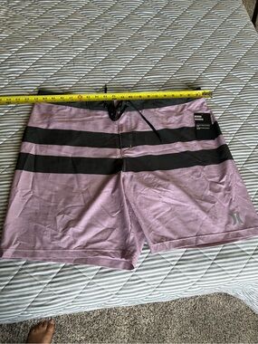 Hurley Men’s Lavender Boardshorts with Black Stripes